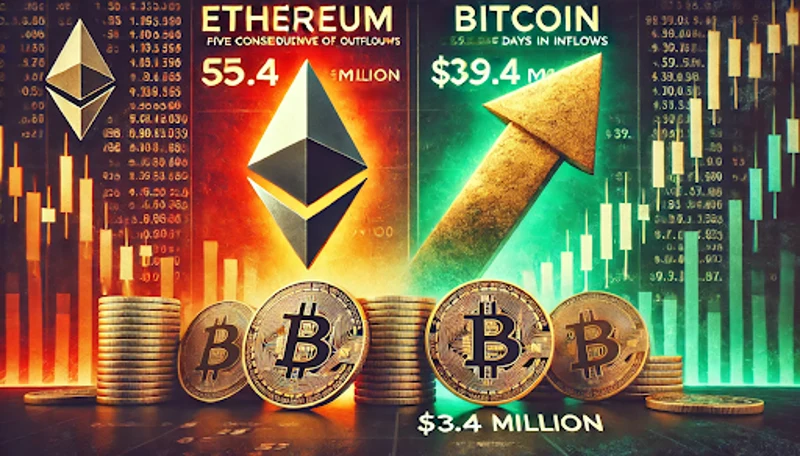 Bitcoin ETFs lead in inflows vs. Ether outflows