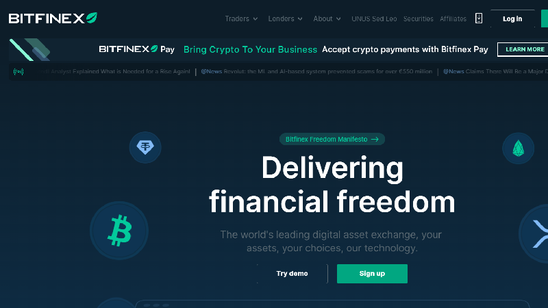 Bitfinex, bourse de crypto-monnaie &agrave; frais r&eacute;duits

