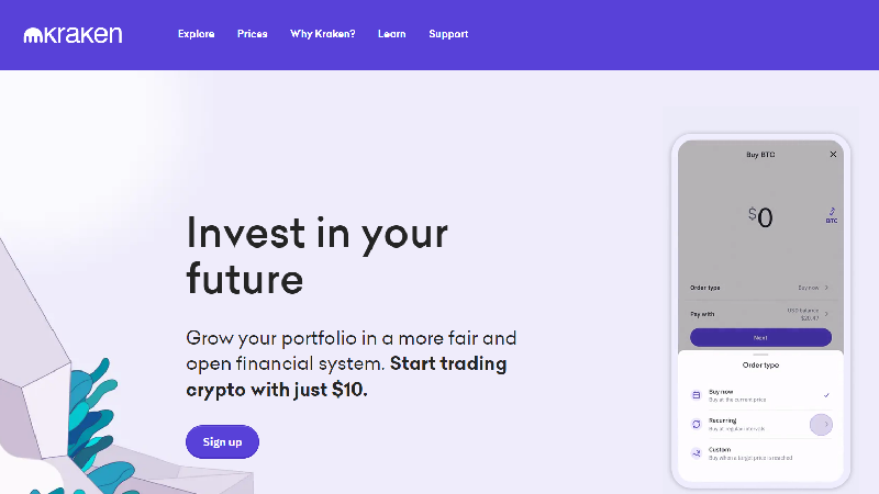 Kraken Bourse de crypto-monnaie &agrave; frais r&eacute;duits
