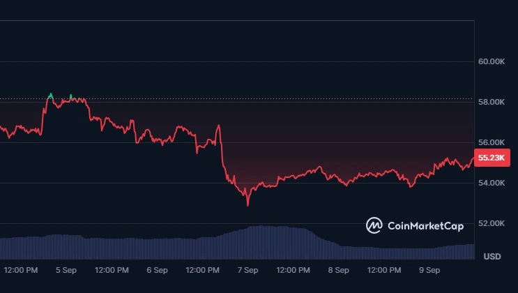 La valeur du bitcoin est tomb&eacute;e &agrave; 52,850 dollars.
